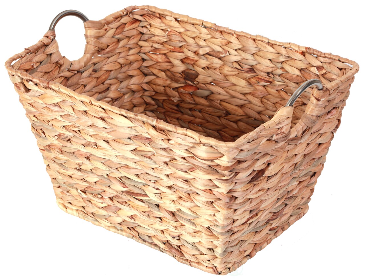 Large Multipurpose Handwoven Water Hyacinth Wicker Basket, Ideal for Organizing and Storing Towels Outdoors, and for Bedroom Use, Living Room, Bathroom, and Laundry Room